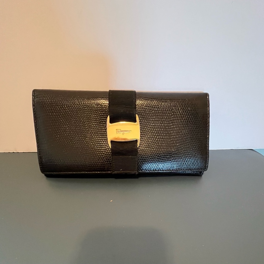 Salvatore Ferragamo Black Leather Wallet